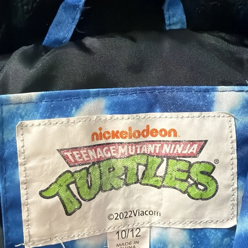 Teenage Mutant Ninja Turtles Blue Tie Dye Kids Hooded Coat Size 10/12 TMNT Outsi